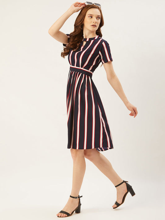 Women A-line Dark Blue Dress