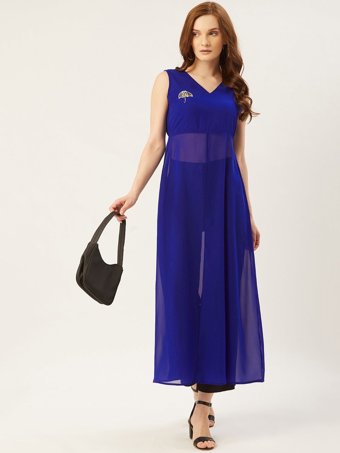 Solid Maxi Dress With Front Slit