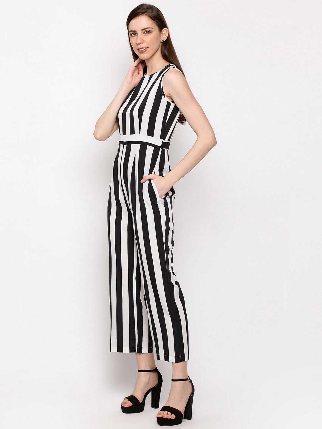 Black & White Striped Jumpsuit