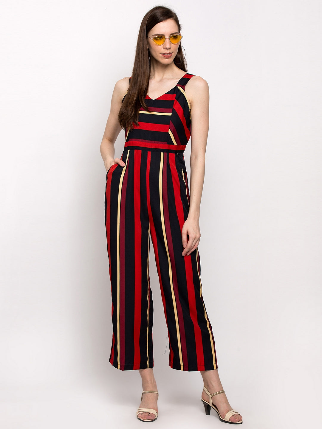 Red Striped Jumpsuit