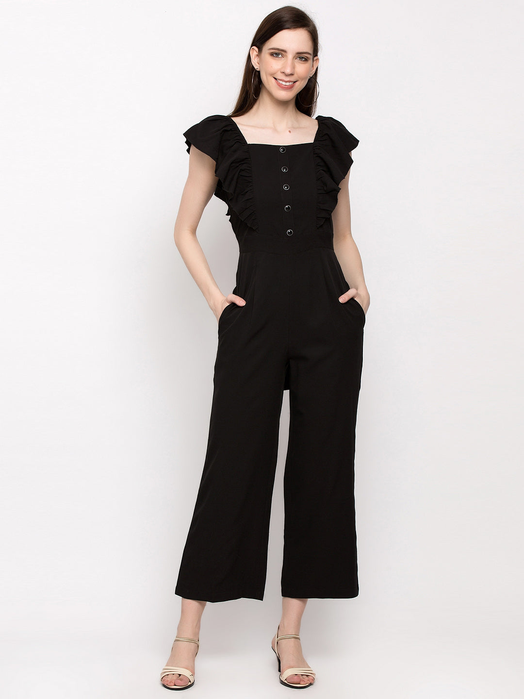 Women Black Solid Basic Jumpsuit