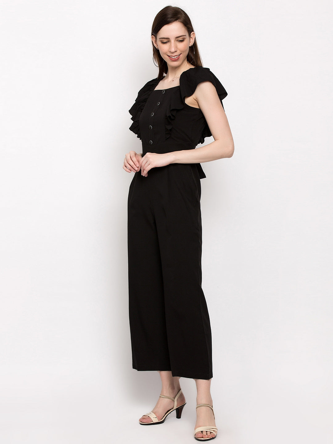 Women Black Solid Basic Jumpsuit