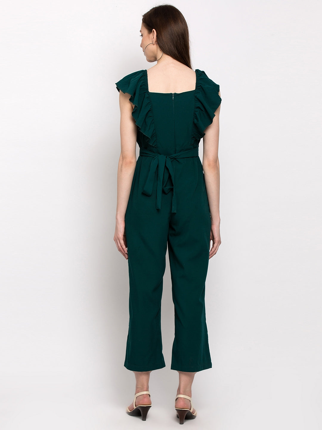 Women Green Solid Basic Jumpsuit