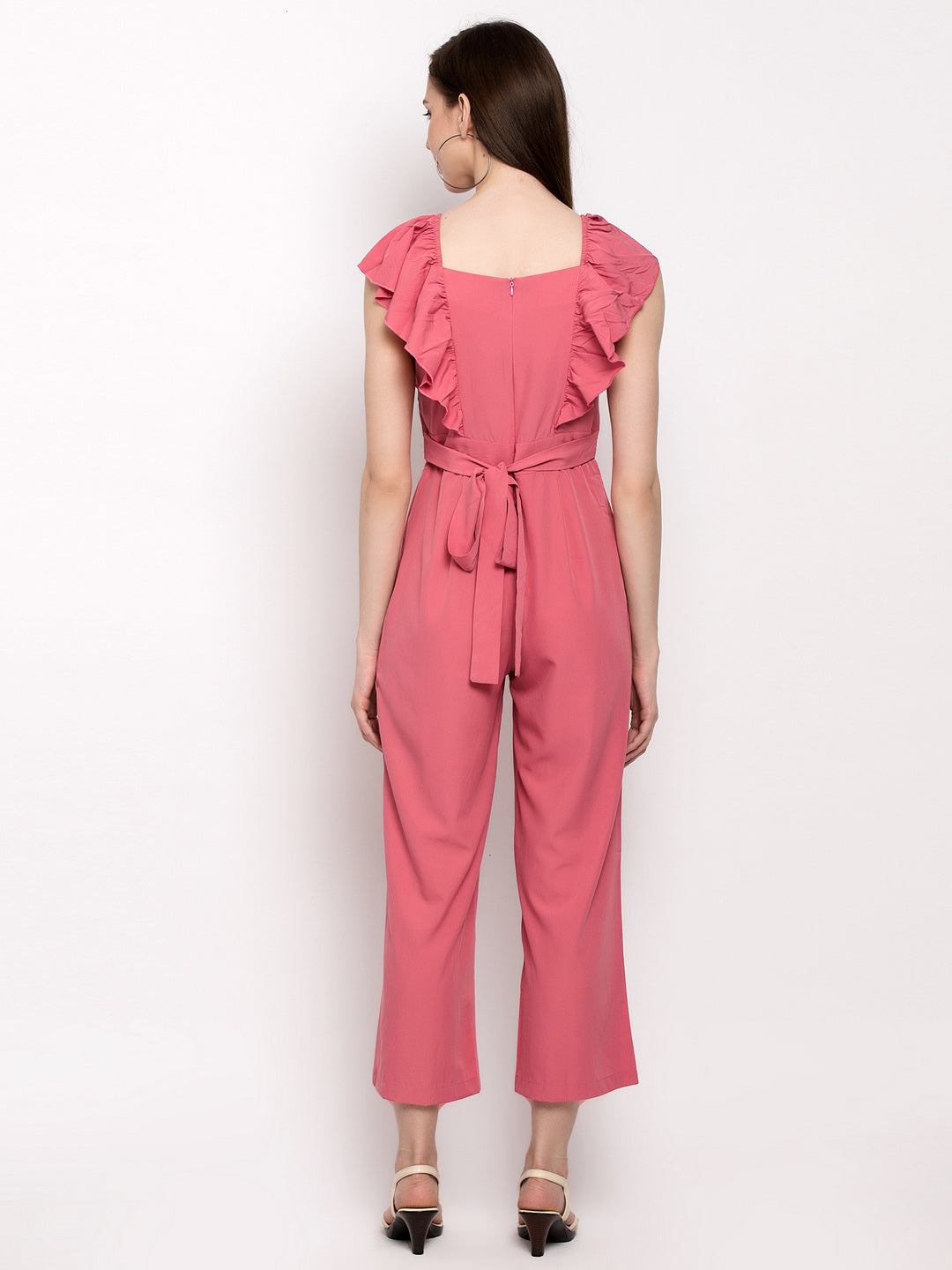 Women Pink Solid Basic Jumpsuit