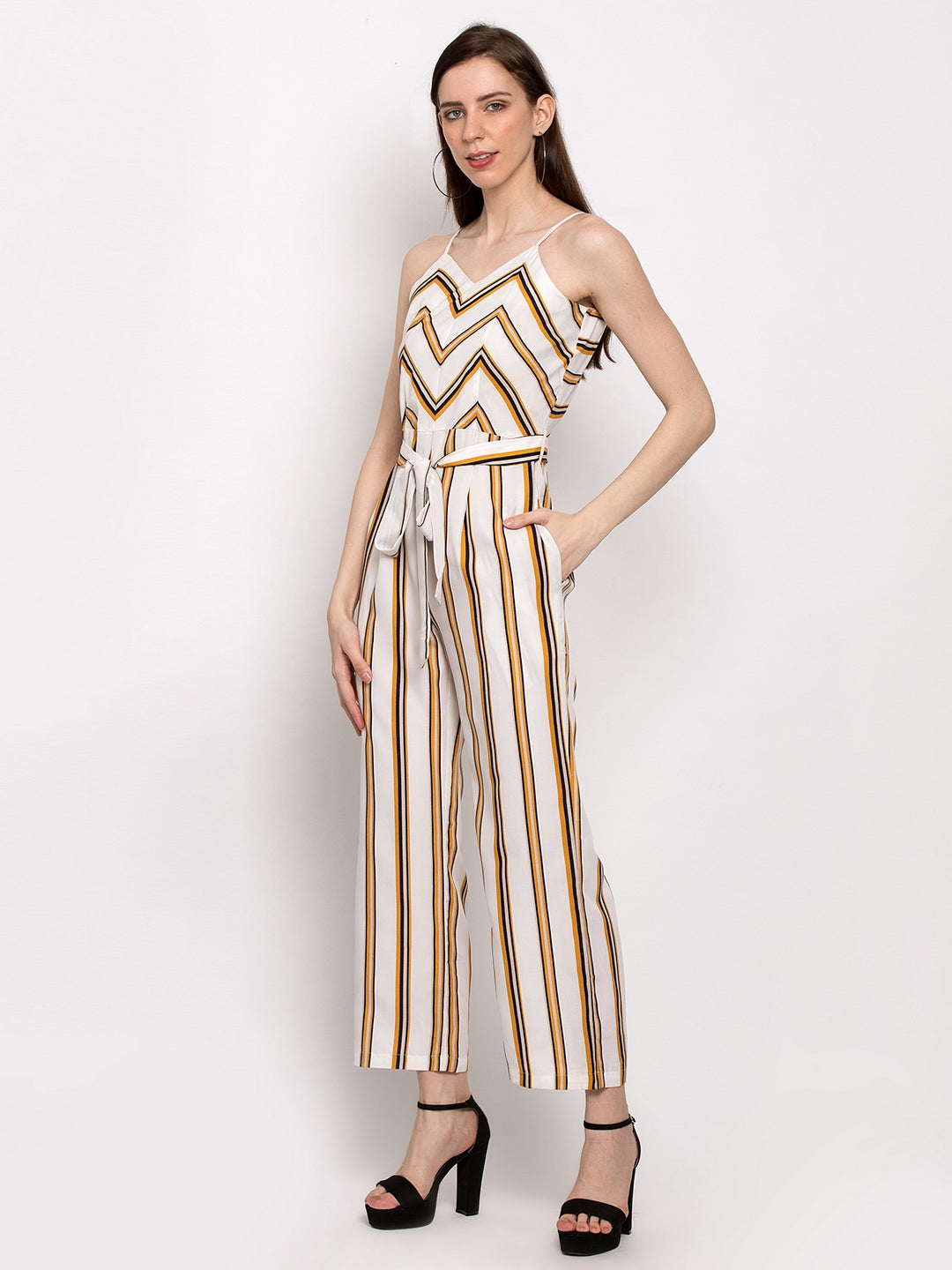 Yellow Striped Jumpsuit