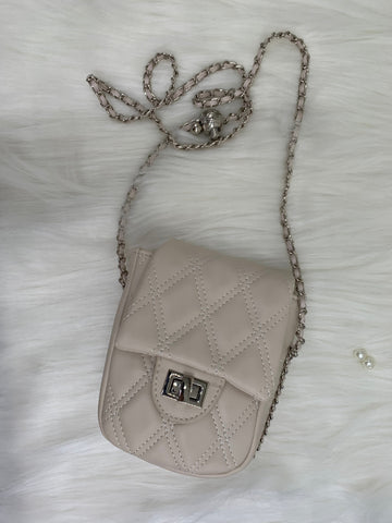 Solid Cream Small Sling Handbag