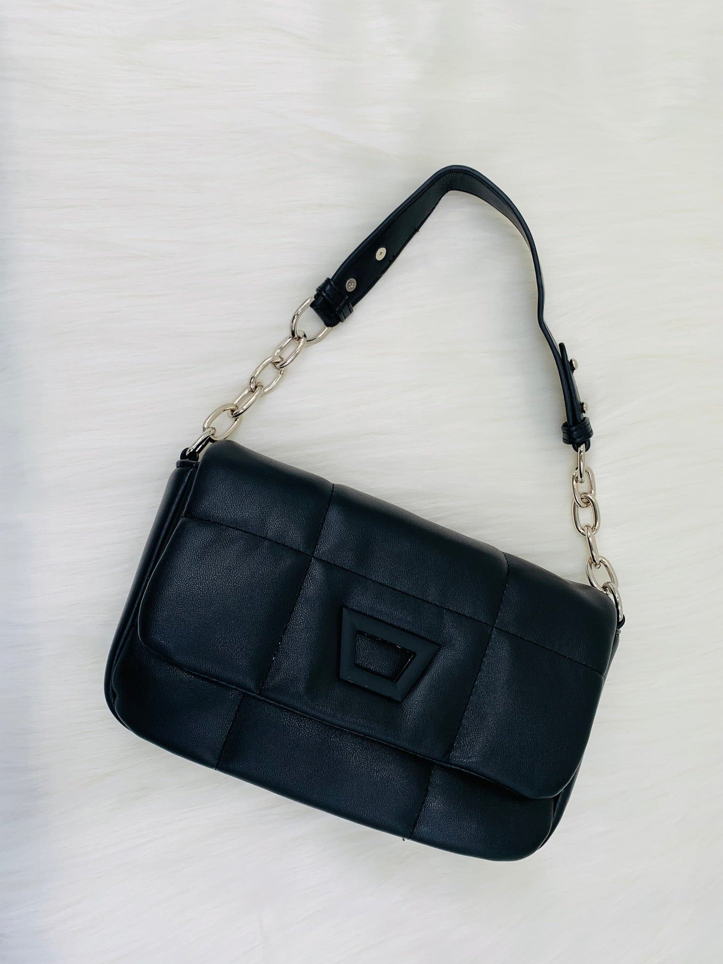 Women Solid Quilted Structured Sling Bag