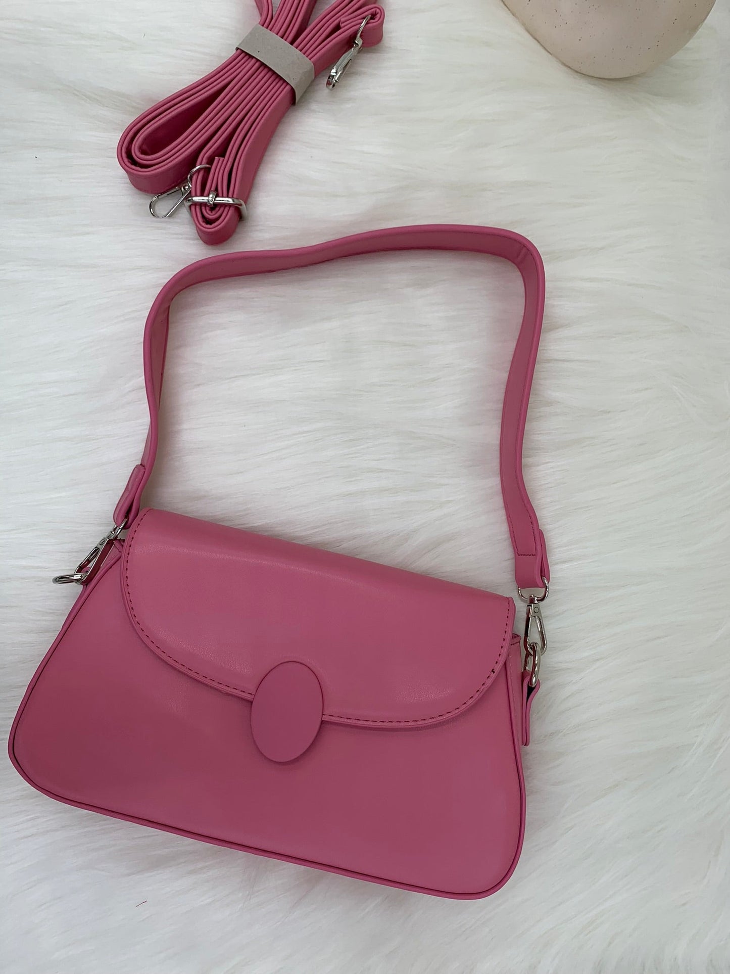 Women Pink Solid Metal Lock Sling Bag