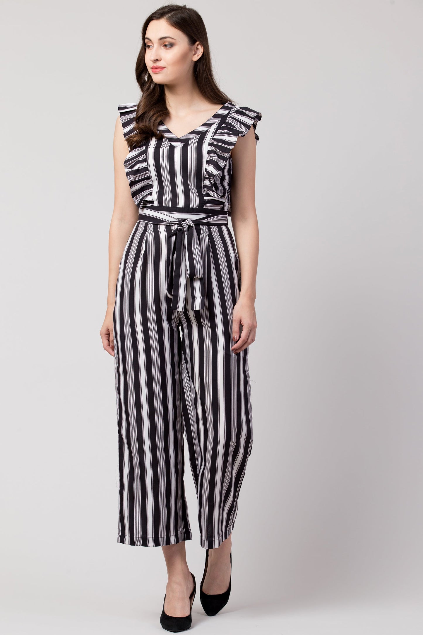 Women Black Striped Jumpsuit