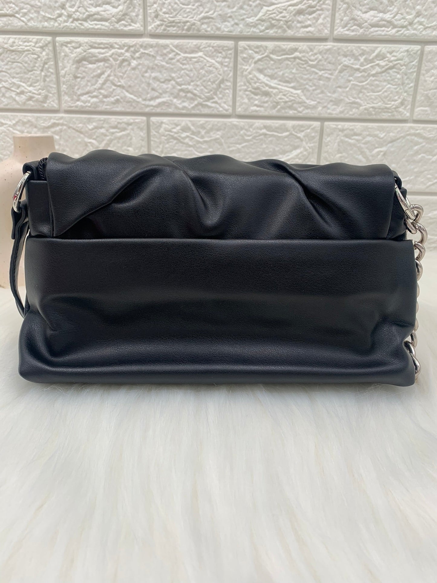 Women Black Structured Handheld Bag