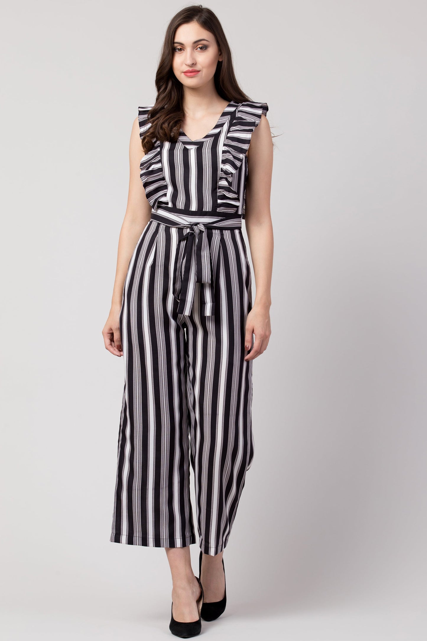 Women Black Striped Jumpsuit