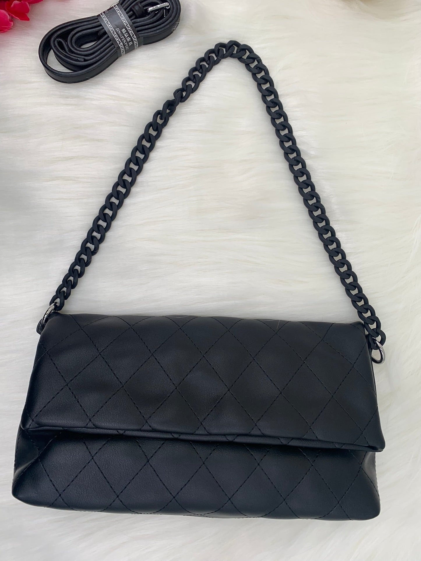 Women Black Solid Sling Stylish Look With Mate chain Shoulder Bag