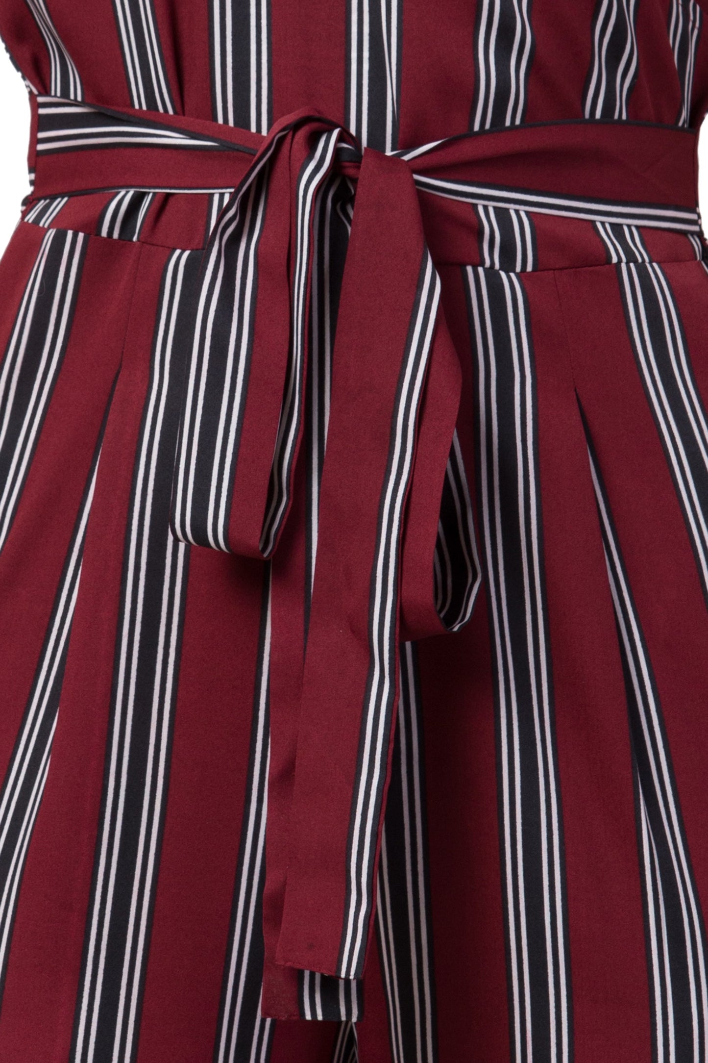 Maroon Striped Jumpsuit