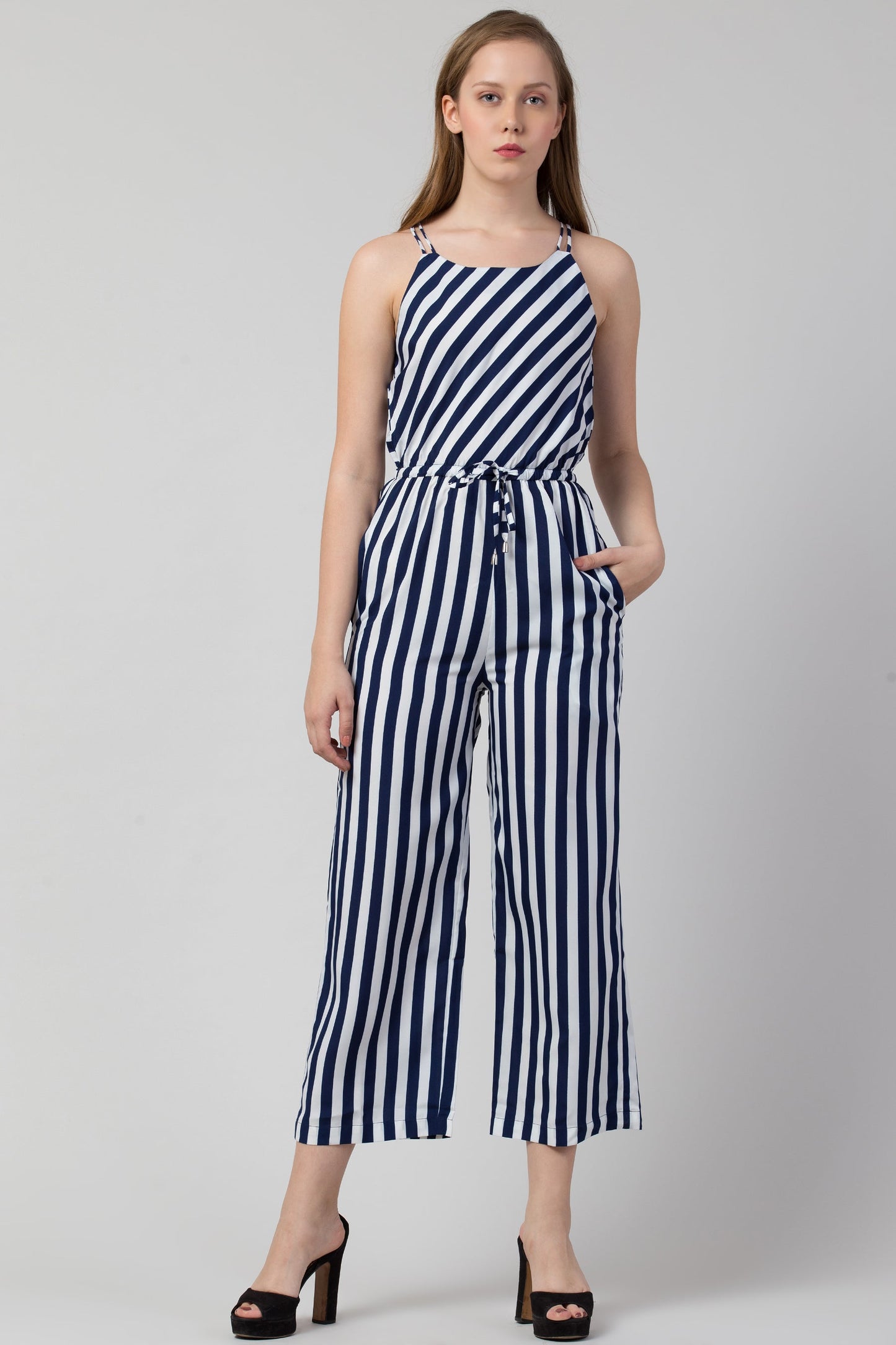 Navy Striped Jumpsuit