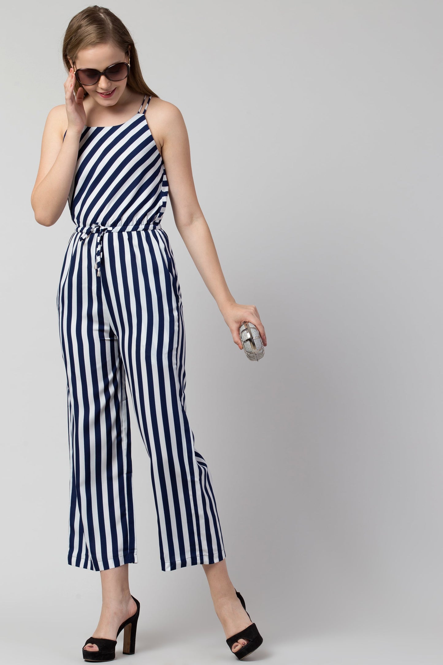 Navy Striped Jumpsuit