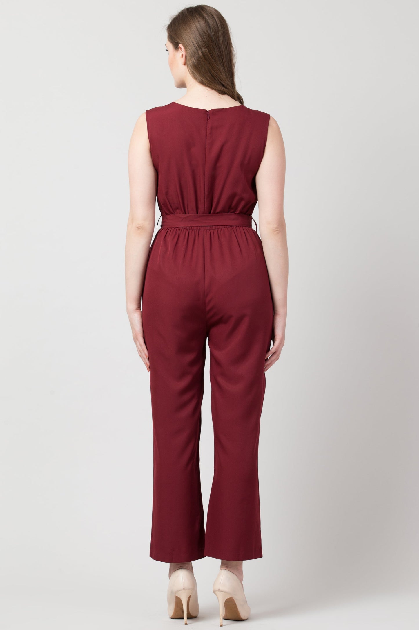 Women Maroon Solid Jumpsuit