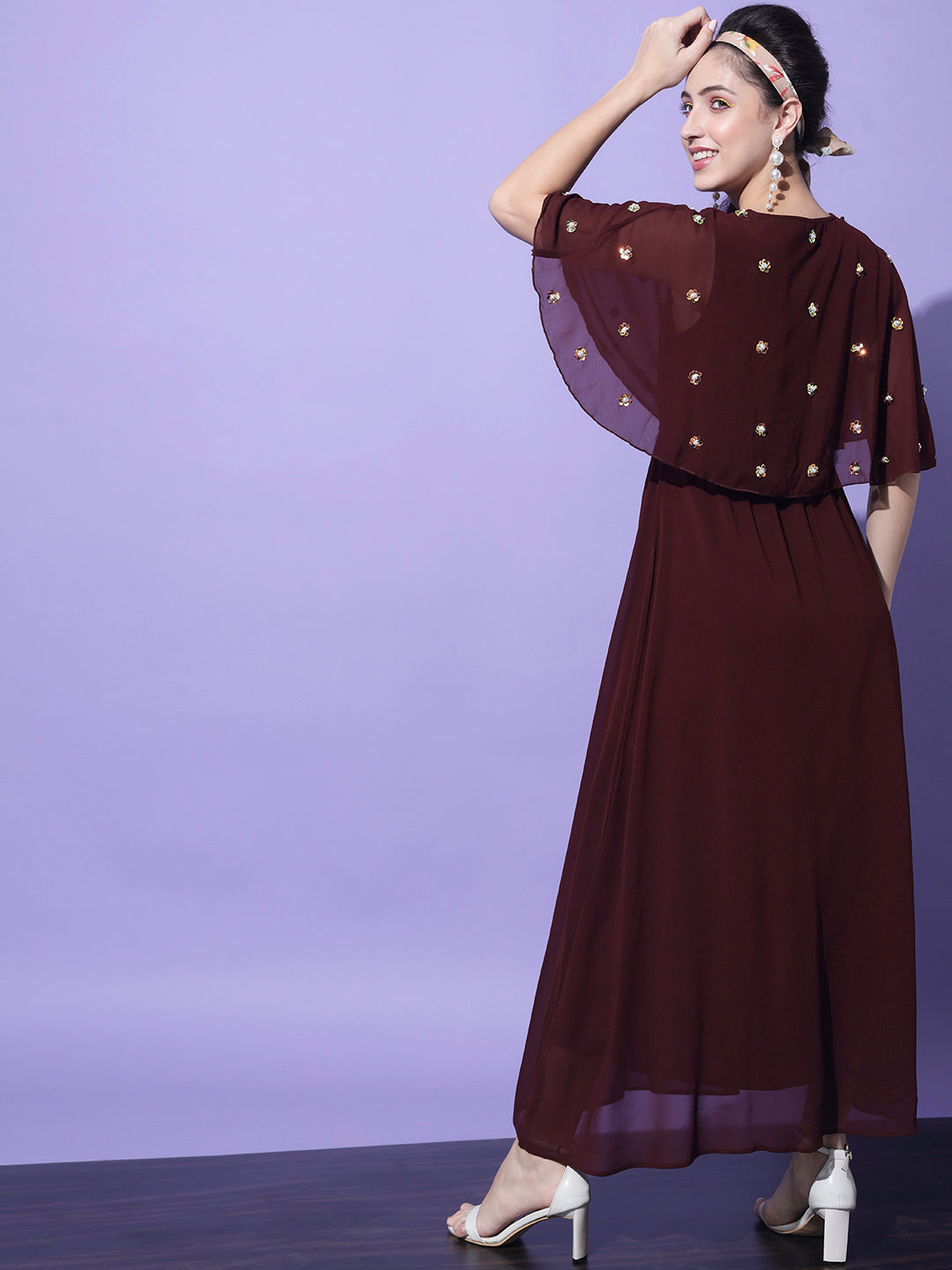 Brown Georgette Maxi Dress